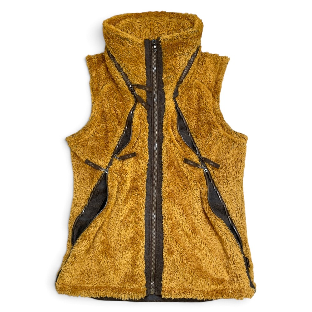 Kuhl Flight Vest M Gold Mustard High Pile Italian Fleece Sherpa Hooded Gilet - Picture 11 of 16